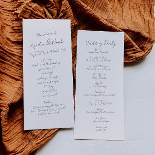 Modern Minimalist Wedding Order Of Events Program