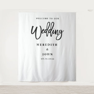 Modern Minimalist Wedding Photo Booth Backdrop Tapestry