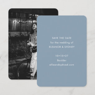 Modern Minimalist Wedding Photo Dusty Blue Save The Date