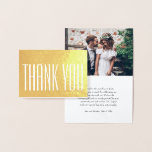 Modern Minimalist Wedding Photo Elegant Thank You Foil Card