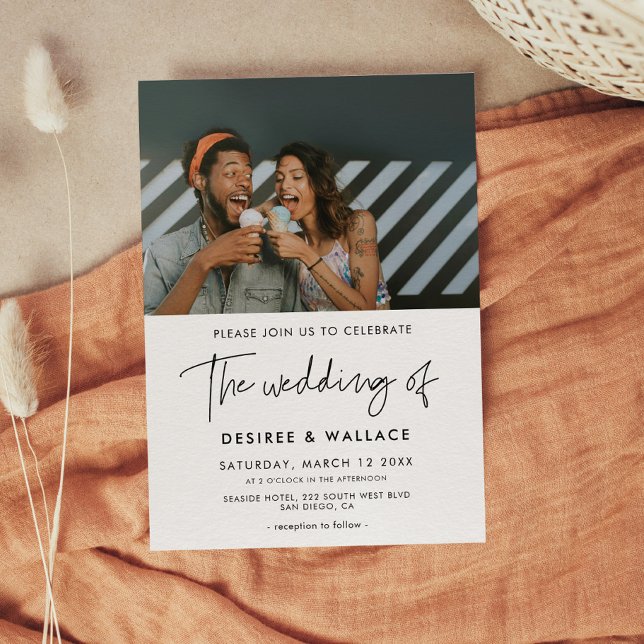 Modern minimalist wedding photo invitation (Creator Uploaded)