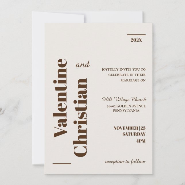 Modern Minimalist Wedding Photo Invitation Card (Front)