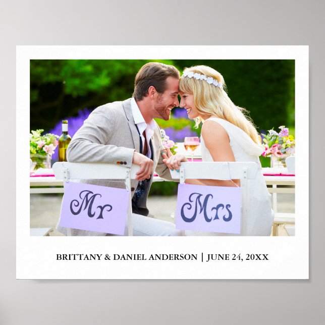 Modern Minimalist Wedding Photo Poster (Front)