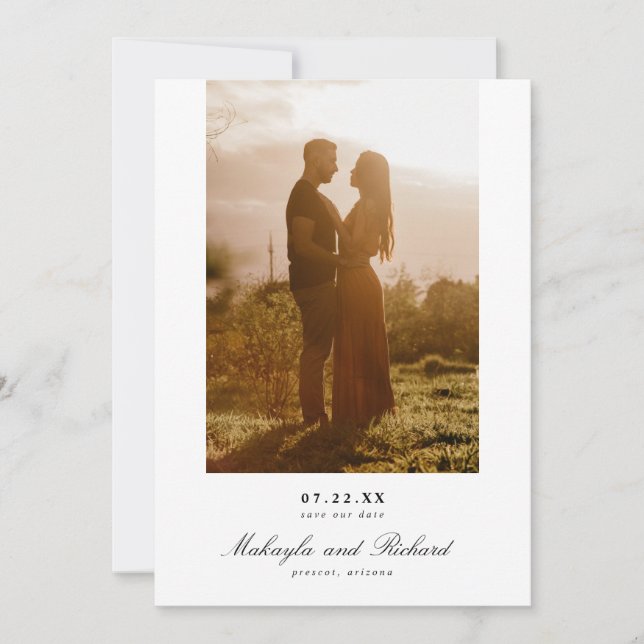 Modern Minimalist Wedding Photo Save The Date (Front)