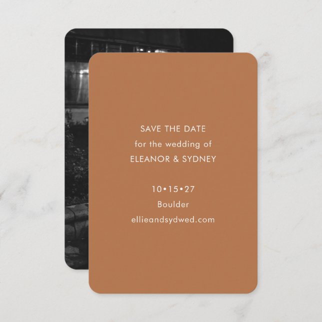 Modern Minimalist Wedding Photo Terracotta Save The Date (Front/Back)