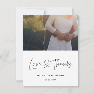 Modern minimalist wedding photo Thank you card