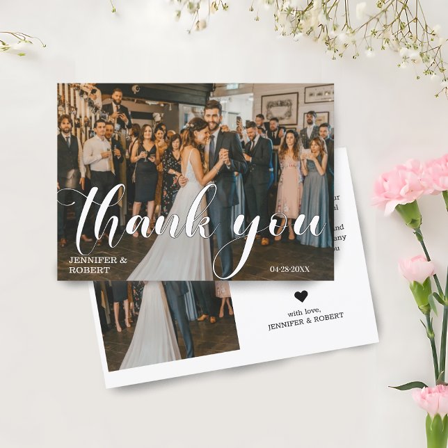 Modern Minimalist Wedding Photo Thank You Card (Modern Minimalist Wedding Photo Thank You Card)