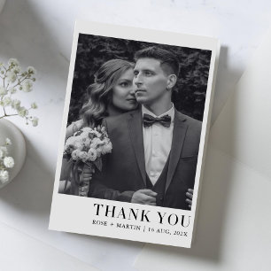 Modern Minimalist Wedding Photo Thank You Card
