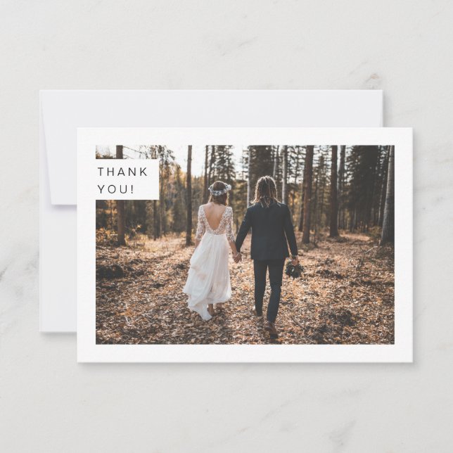 Modern Minimalist Wedding Photo Thank You Card (Front)