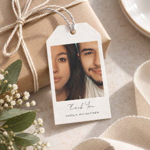 Modern Minimalist Wedding Photo Thank You Script Gift Tags