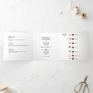 Modern Minimalist Wedding Photo Tri-Fold Invitati Invitation