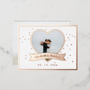 Modern Minimalist Wedding Picture Save The Date Foil Invitation Postcard