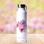 Modern Minimalist Wedding Pink Floral Water Bottle<br><div class="desc">Modern Minimalist Wedding Pink Floral Water Bottle. Stylishly personalise with your custom name.</div>