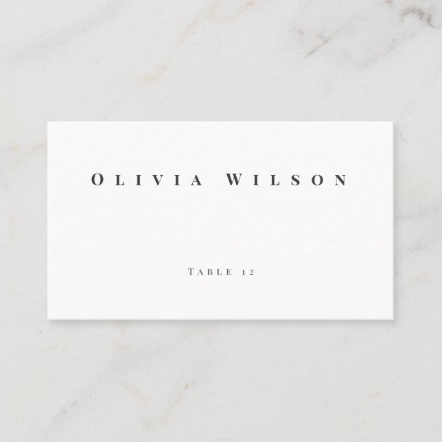 Modern Minimalist Wedding Place Card (Front)