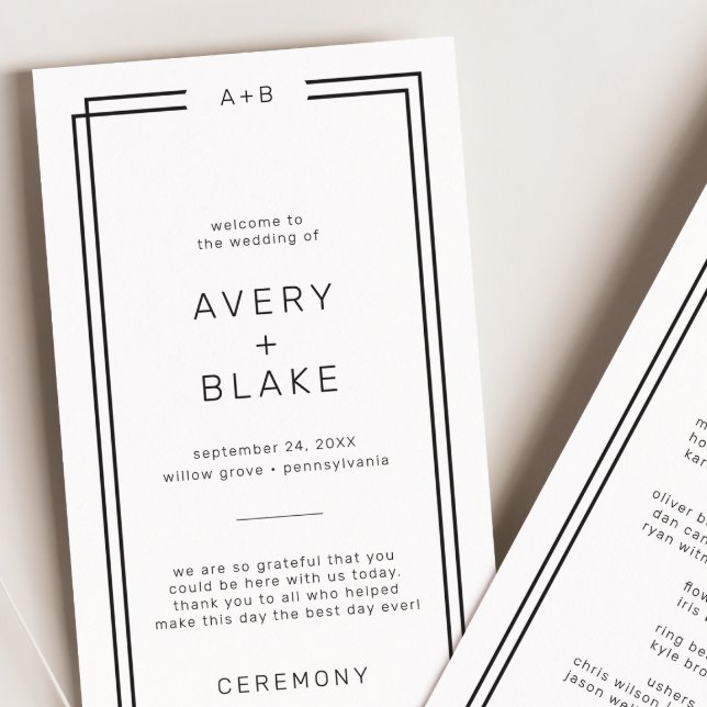 Modern Minimalist Wedding Program / AVERY Programme (Modern Minimalist Wedding Program / AVERY)