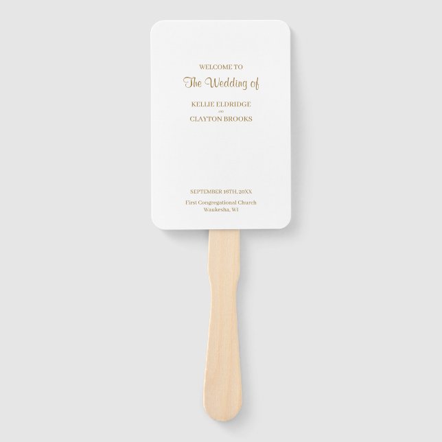 Modern Minimalist Wedding Program Hand Fan (Front)