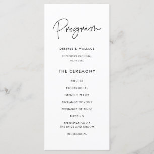 Modern minimalist wedding program programme
