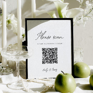 Modern Minimalist Wedding Program QR Code Sign