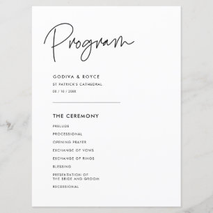 Modern Minimalist wedding Programme