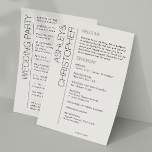 Modern Minimalist Wedding Programme
