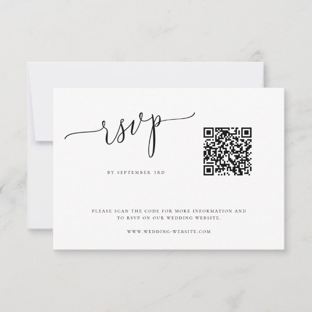 Modern Minimalist Wedding QR Code RSVP Card (Front)