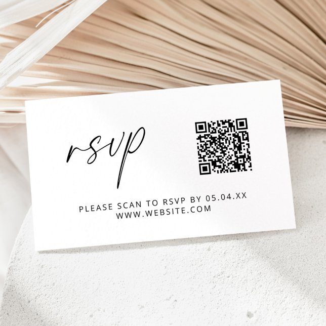 Modern Minimalist Wedding QR Code RSVP Enclosure Card (Creator Uploaded)