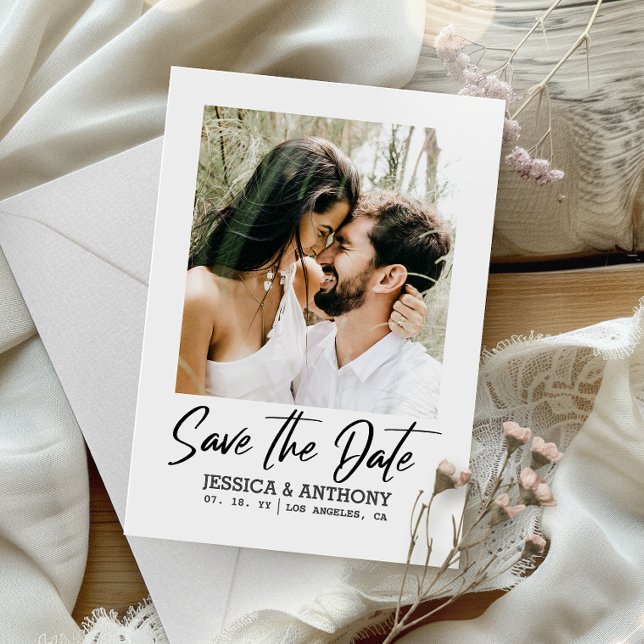 Modern Minimalist Wedding | QR Code Save the Date Invitation (Save time and reduce wedding planning stress with this QR code Save the Date card.)