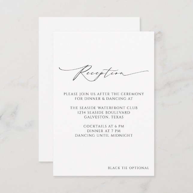 Modern Minimalist Wedding Reception Enclosure Card (Front/Back)