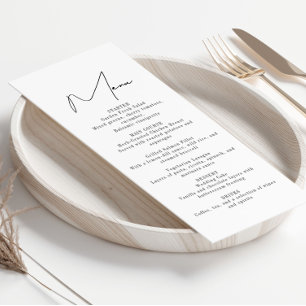 Modern Minimalist Wedding Reception Menu