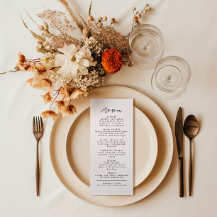 Modern Minimalist Wedding Reception Menu