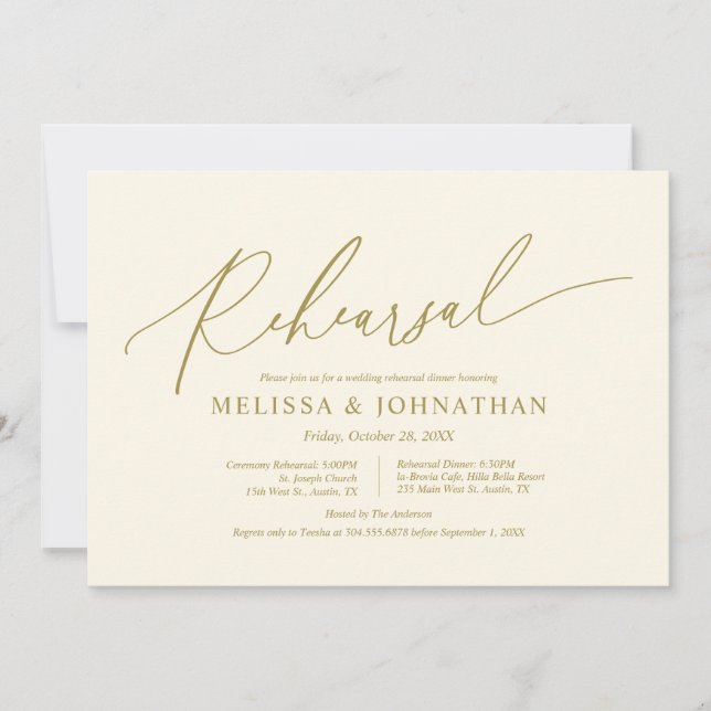 Modern Minimalist, Wedding Rehearsal and Dinner In Invitation (Front)