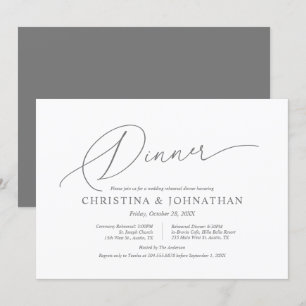 Modern Minimalist, Wedding Rehearsal and Dinner In Invitation