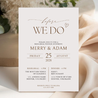 Modern Minimalist Wedding Rehearsal Dinner Invitation
