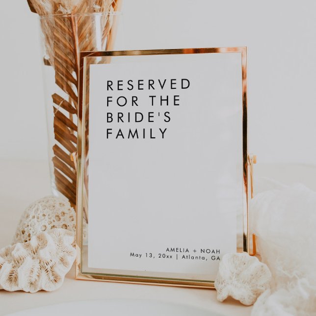 Modern Minimalist Wedding Reserved For Family Sign Invitation (Creator Uploaded)