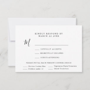 Modern Minimalist Wedding RSVP + 4 dinner choices