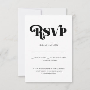Modern Minimalist Wedding RSVP 70s Typography Announcement