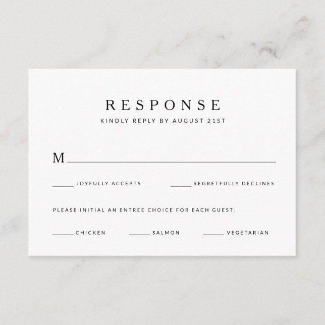 Modern Minimalist Wedding RSVP Card (Front)