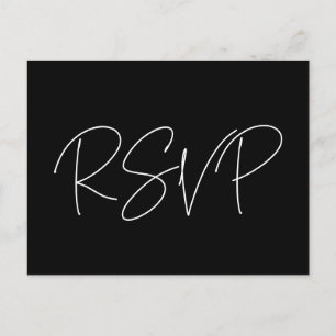 Modern minimalist wedding RSVP Postcard