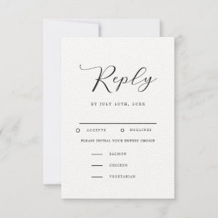 Modern Minimalist Wedding RSVP with Meal Choice