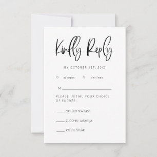 Modern Minimalist Wedding RSVP with Meal Choice 