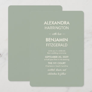 Modern Minimalist Wedding Sage Green Timeless Invitation