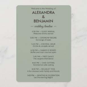 Modern Minimalist Wedding Sage Green Timeless Programme