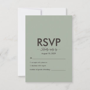 Modern Minimalist Wedding   Sage Green Timeless  RSVP Card
