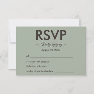 Modern Minimalist Wedding   Sage Green Timeless  RSVP Card