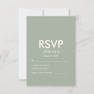 Modern Minimalist Wedding   Sage Green Timeless  RSVP Card