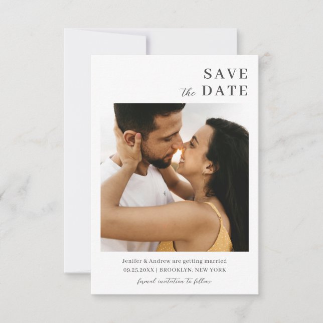 Modern Minimalist Wedding Save The Date (Front)