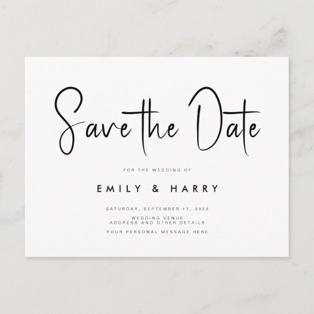 Modern Minimalist Wedding Save the Date Announcement Postcard (Front)