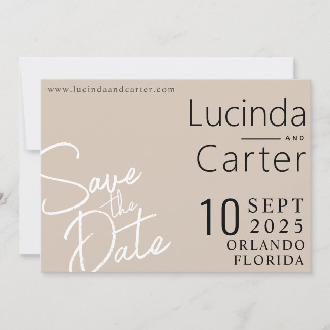 Modern, minimalist wedding Save the Date card (Front)