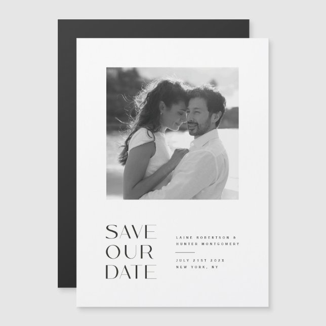 Modern Minimalist Wedding Save the Date Magnet (Front/Back)