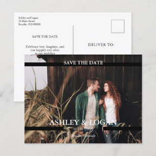 Modern Minimalist Wedding Save the Date Photo Announcement Postcard